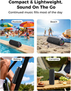 Bluetooth Speaker, 20W HD Sound, Portable Wireless, IPX5 Waterproof, up to 24H Playtime, TWS Pairing, for Home/Party/Outdoor/Camping/Beach Essentials, Electronic Gadgets, Birthday Gift (Black)