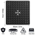 53X53Cm Shower Mat Suction Cup PVC anti Slip Bath Mat Square Shower Floor Pad Non Slip Safety Mat for Bathtub Bathroom Carpet