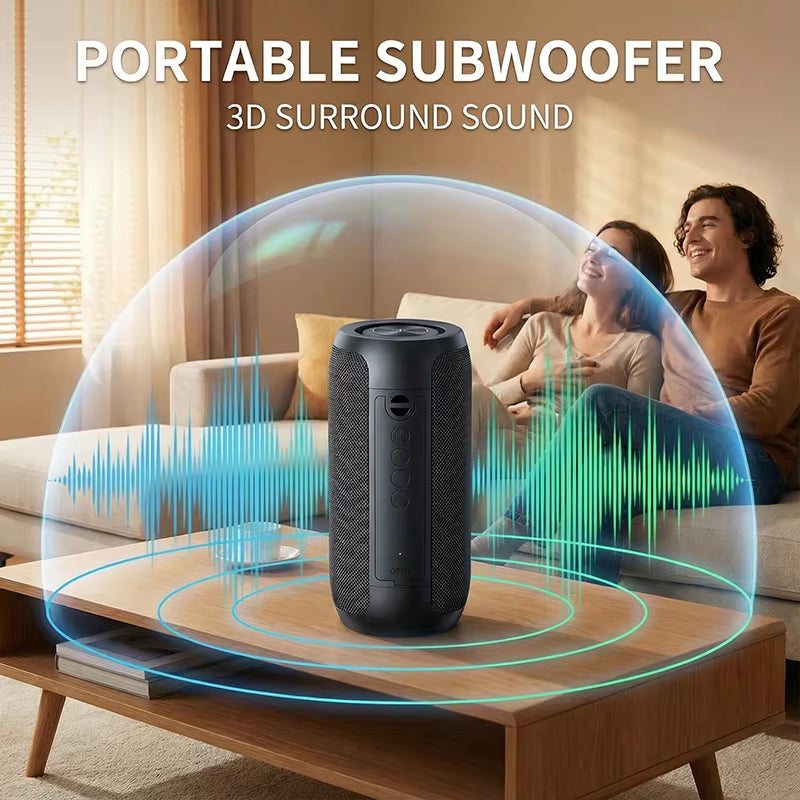 Bluetooth Speaker Bass Powerful Portable Long Battery Life Wireless Subwoofer Outdoor Gathering Camp Sound Box Supports TF USB