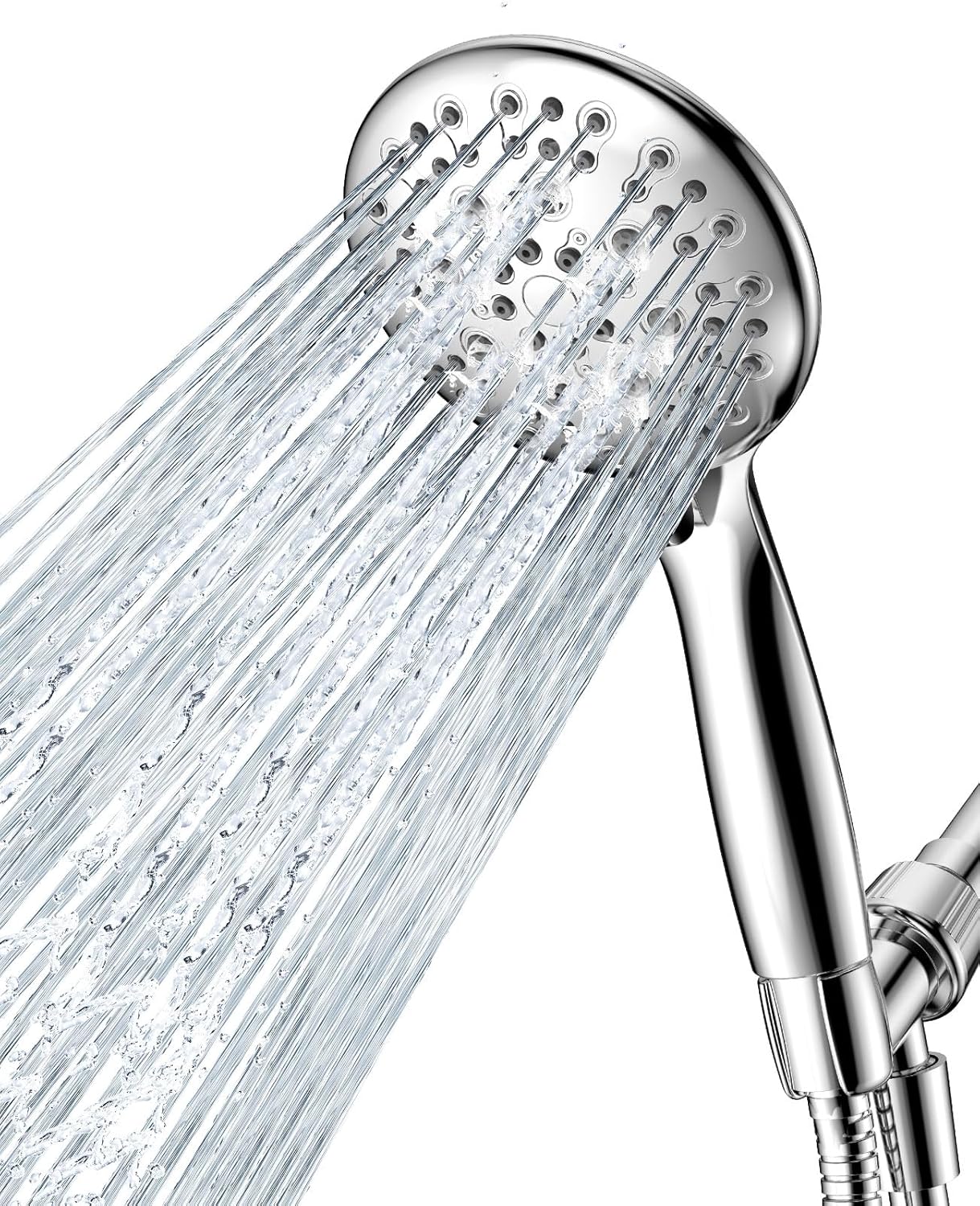 High Pressure Shower Head with Handheld,  6 Spray Settings Handheld Showerhead, 4.3" High Flow Rain Showerhead Set with 59" Stainless Steel Hose and Adjustable Bracket for Bathroom, Gym, Hotel | 4.3-Inch High Flow Head, 59-Inch Stainless Steel Hose, Adjustable Bracket; Suitable for Bathroom, Gym and Hotel