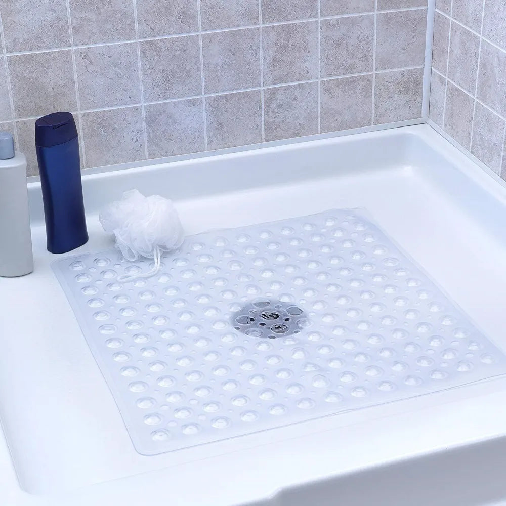 53X53Cm Shower Mat Suction Cup PVC anti Slip Bath Mat Square Shower Floor Pad Non Slip Safety Mat for Bathtub Bathroom Carpet