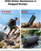 Bluetooth Speaker, 20W HD Sound, Portable Wireless, IPX5 Waterproof, up to 24H Playtime, TWS Pairing, for Home/Party/Outdoor/Camping/Beach Essentials, Electronic Gadgets, Birthday Gift (Black)
