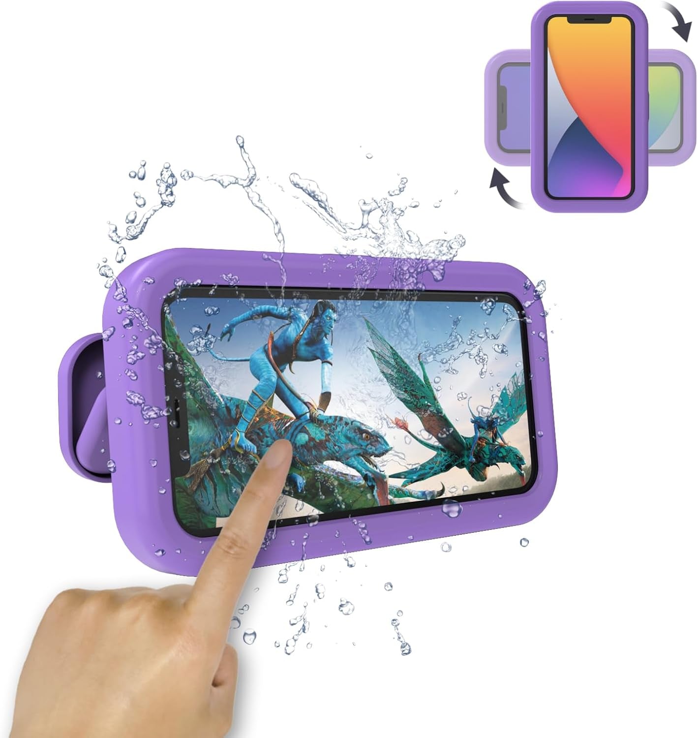 Waterproof Shower Phone Holder, Purple | Angle Adjustable, Anti-Fog High Sensitivity,For Bathroom,Batheub, Kitchen Wall,Compatible with 4" - 6.8" Cell Phones